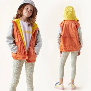 Tiny Cottons Colorblock Snap Front Hooded Jacket Sporty Outdoor Kids Size 6 Year